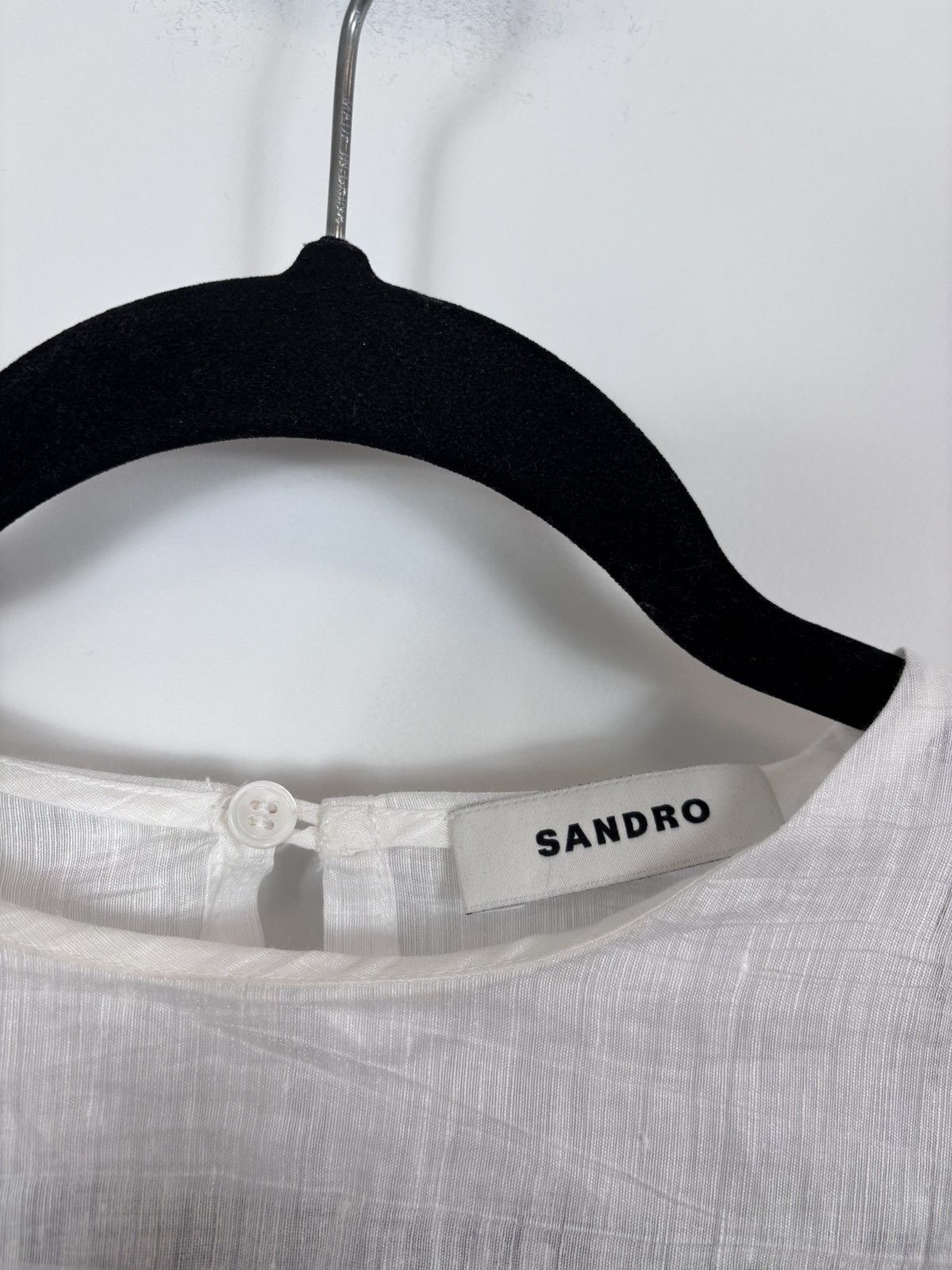 Sandro Sandro NWT Women’s White Babydoll Linen Blend Blouse Top Size S / US 4 / IT 40 - 9 Thumbnail