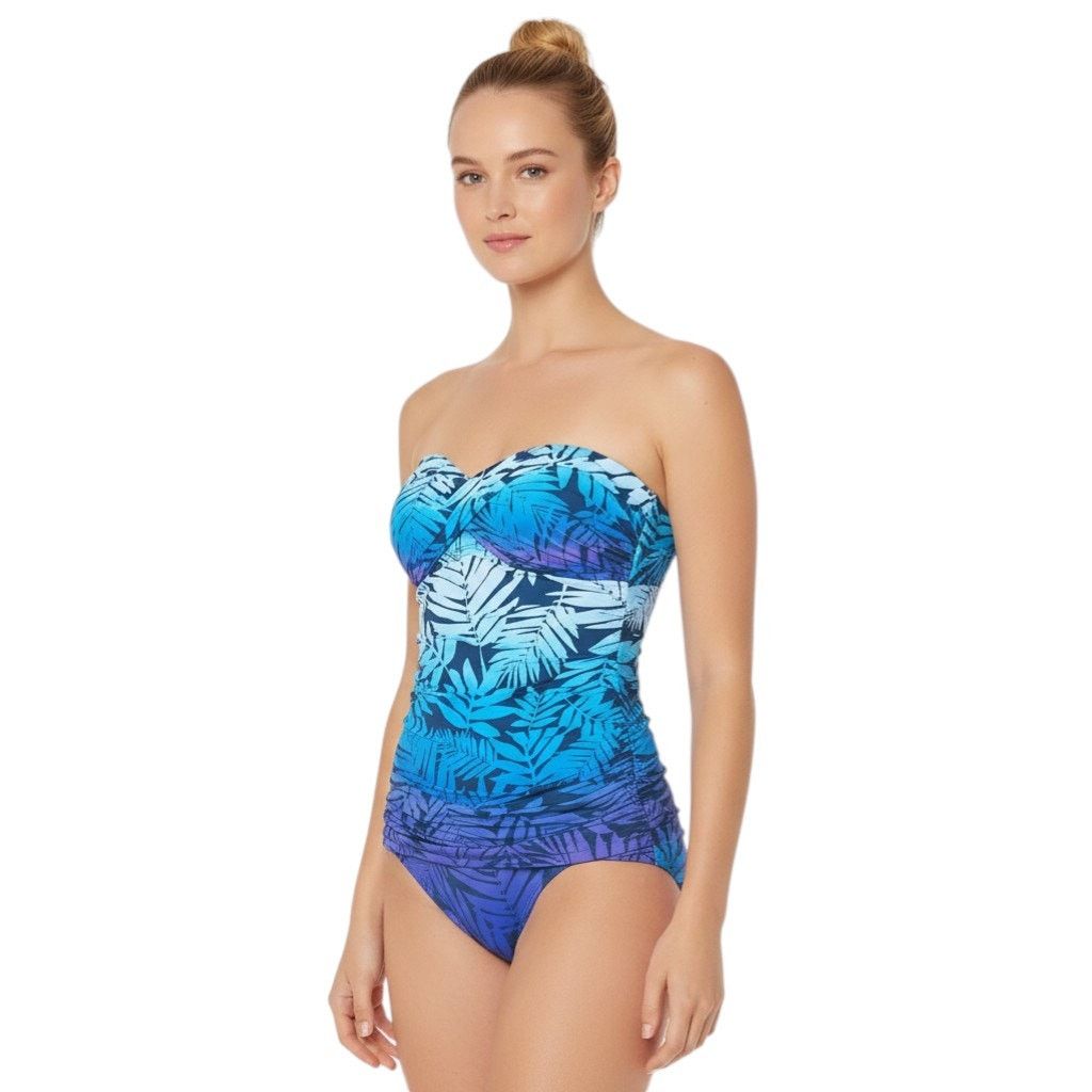 Other Bleu by Rod Beattie Palm-Print Bandeau Swimsuit, US4 Size ONE SIZE - 1 Thumbnail