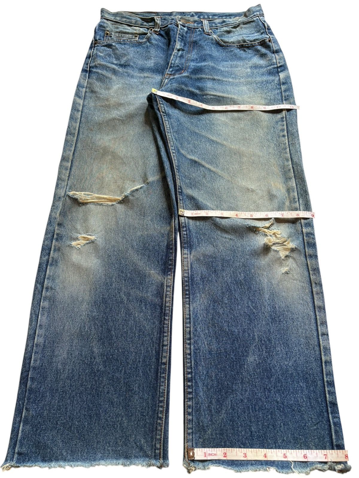 Japanese Brand Vintage Japanese Brand Mud Wash Distressed Loose Jeans Size US 29 - 14 Thumbnail