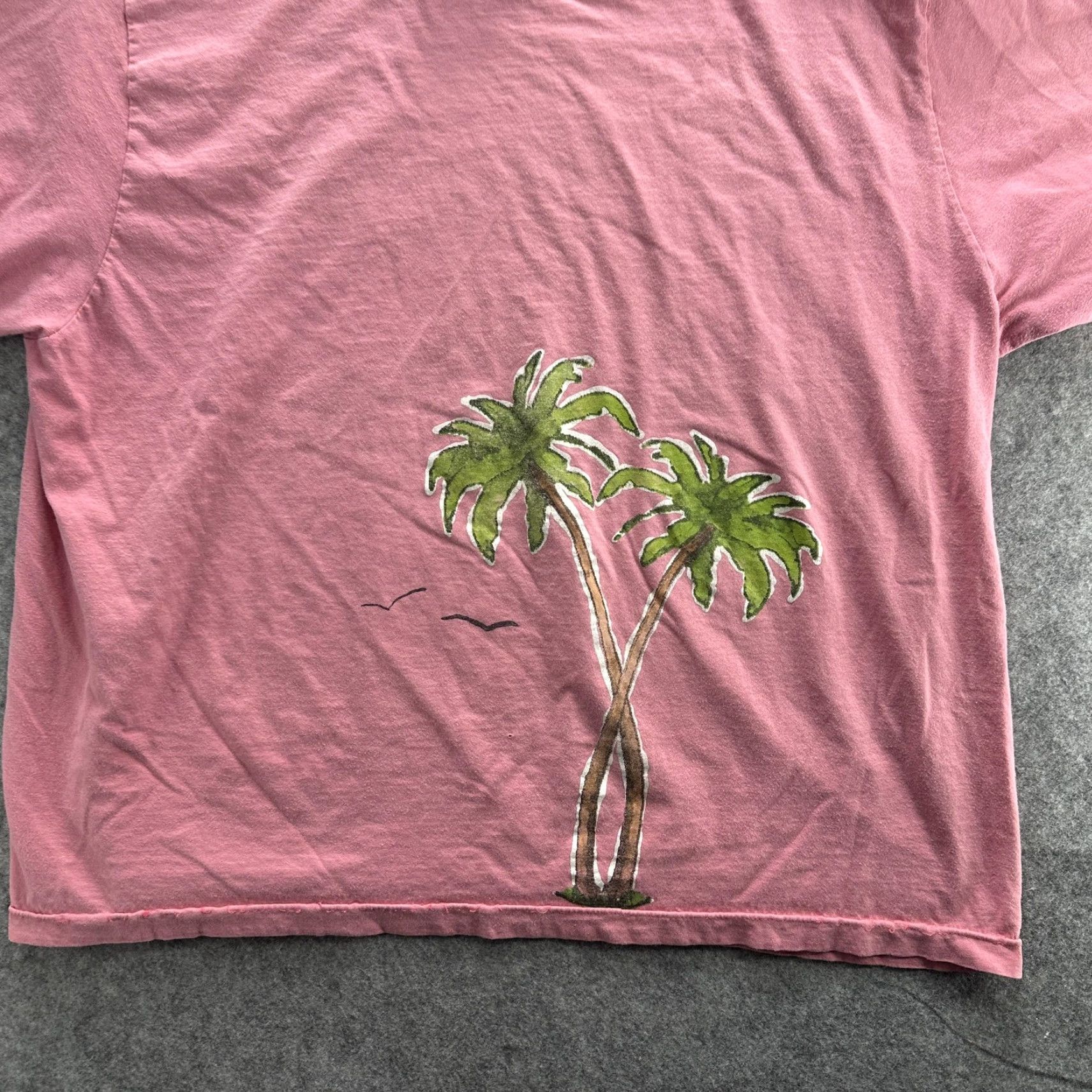 Vintage Morning Sun Shirt Womens 2XL Pink Palm Tree Graphic Tee Birds Casual Summer Top Size XXL / US 16-18 / IT 52-54 - 3 Thumbnail