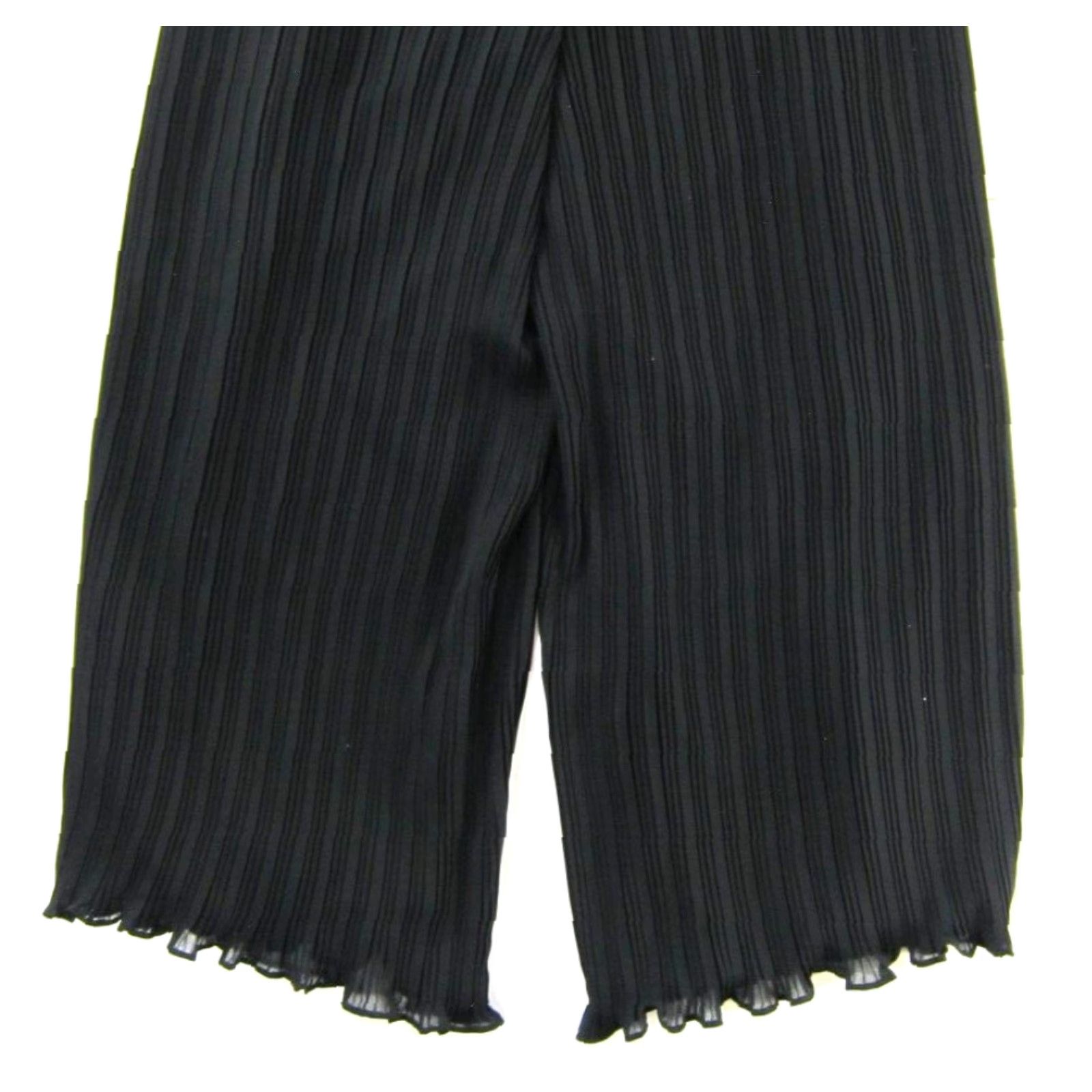 Vintage Gianni Bini Black Ribbed Spaghetti Strap Wide Leg Romper Jumpsuit Women Medium Size 32" / US 10 / IT 46 - 7 Thumbnail