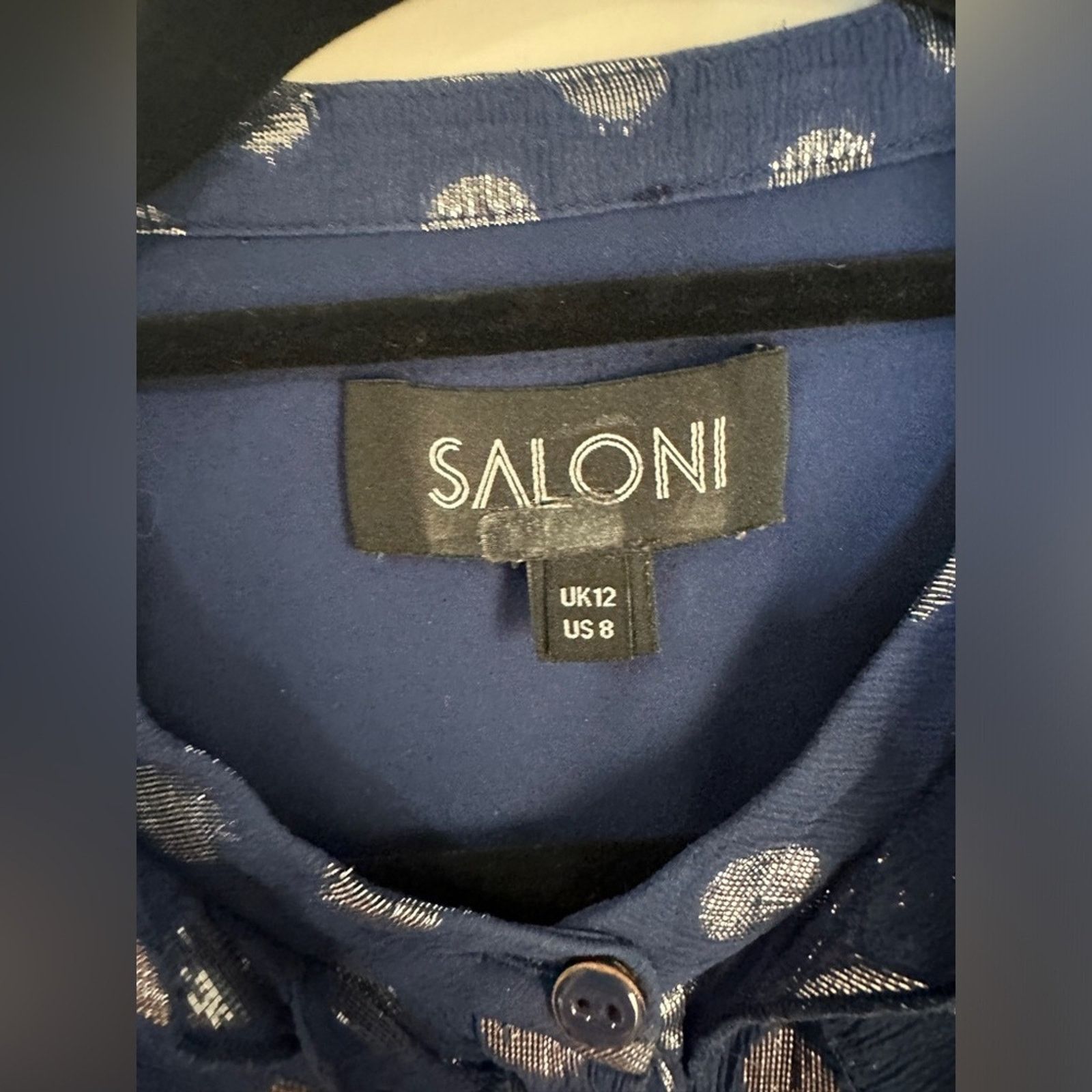Other Saloni Tilly Metallic Fil Coupé Silk-blend Mini Dress Navy Size M / US 6-8 / IT 42-44 - 8 Thumbnail