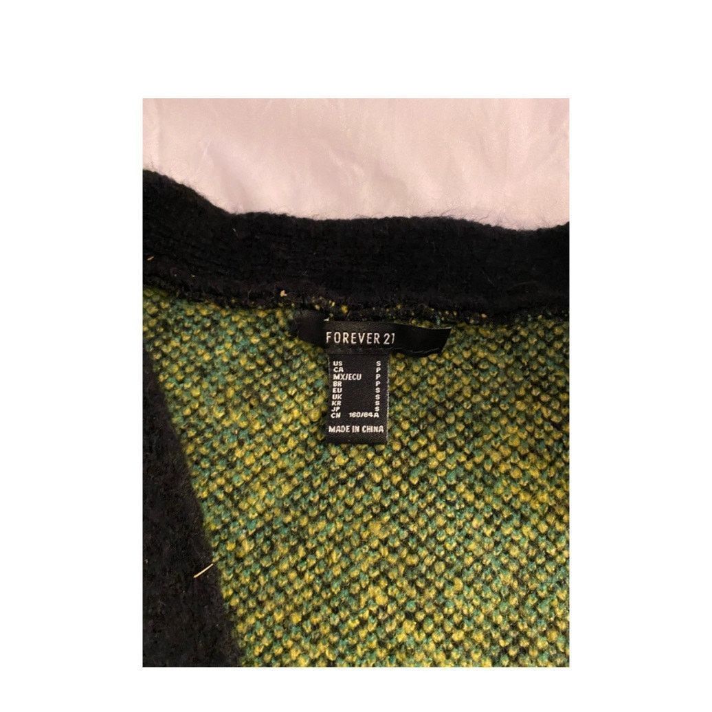 Forever 21 Grunge Floral Cropped Y2K Knit Cardigan Black Yellow Rose Size S / US 4 / IT 40 - 4 Thumbnail
