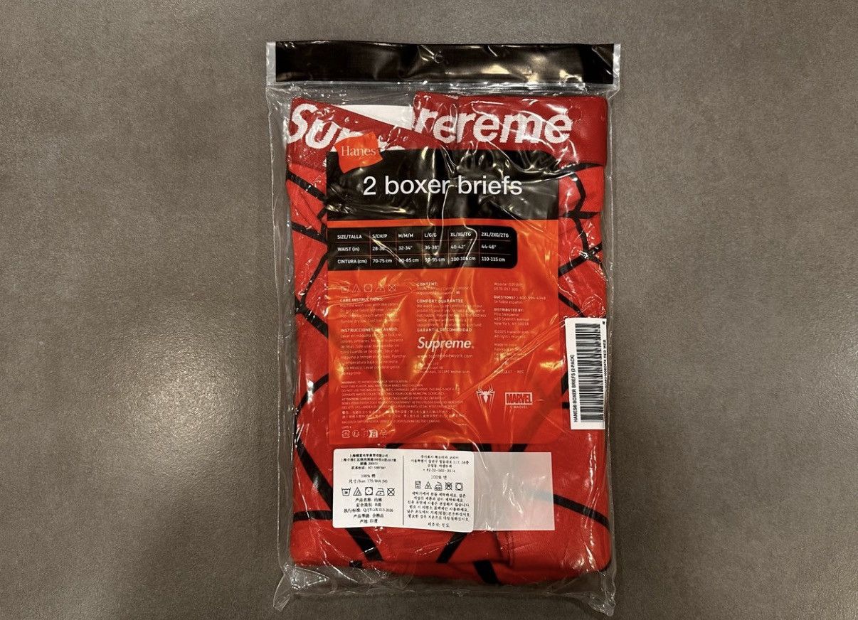 Hanes × Supreme Supreme Hanes Spiderman Boxers Red Medium Size 30 - 2 Thumbnail
