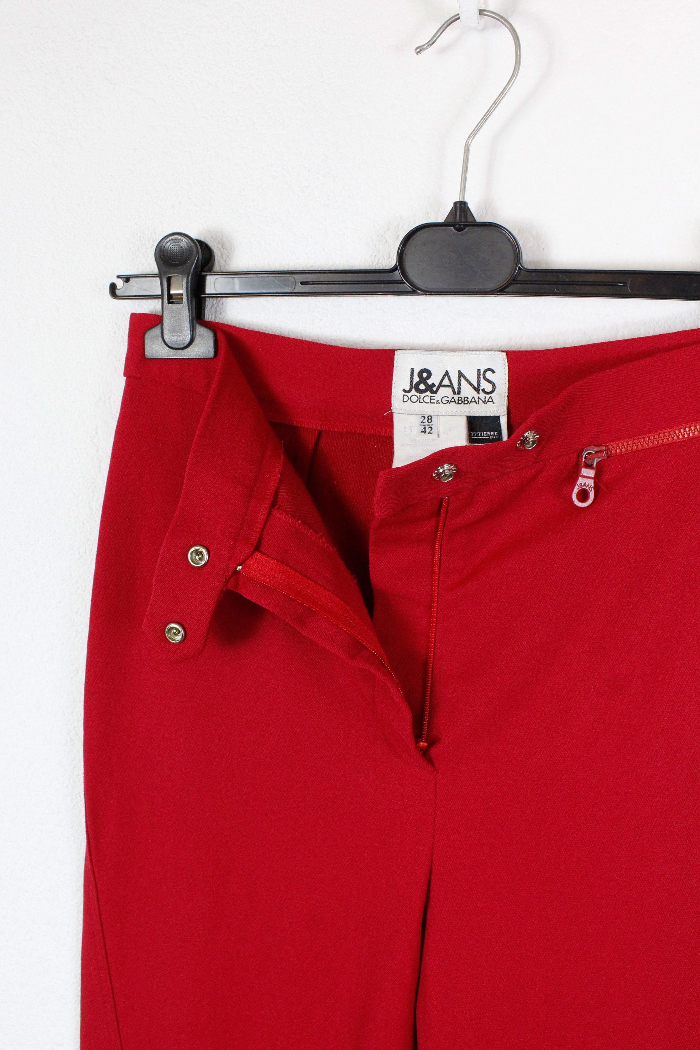Dolce & Gabbana × Vintage Womens Vintage Dolce & Gabbana Red Moto Biker Leggings Pants Size 28" / US 6 / IT 42 - 7 Thumbnail