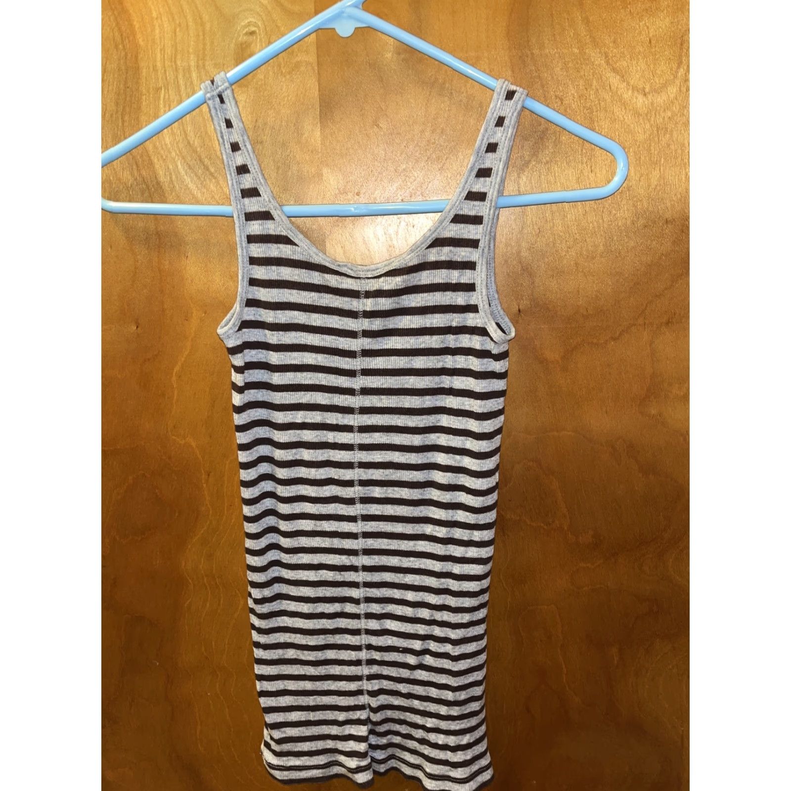 Vince VINTAGE Vince Pima Cotton Gray Striped Tank Women Small Ribbed Pullover Scoop Neck Classic Grunge Size S / US 4 / IT 40 - 3 Thumbnail