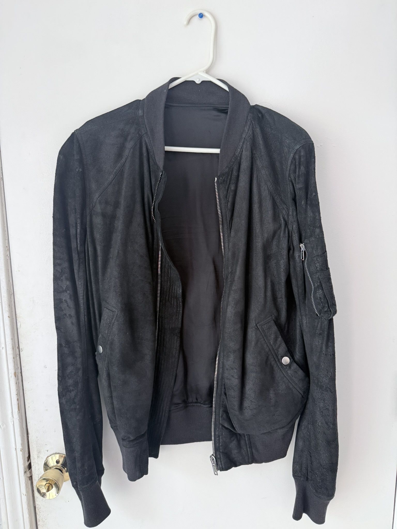 Rick Owens Rick Owens Lambskin Leather Bomber Jacket – 2016 – Black Size US M / EU 48-50 / 2 - 3 Thumbnail