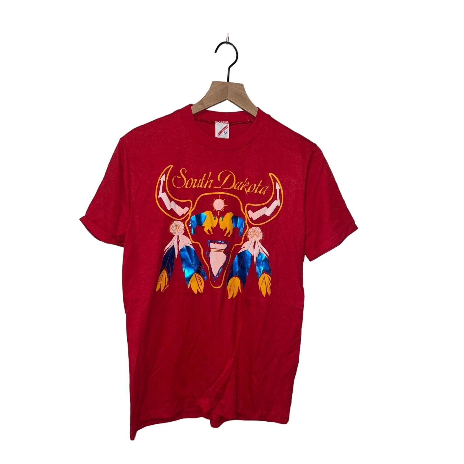 Jerzees Vintage South Dakota Shirt Native American Red Tee 90s VTG M Size US M / EU 48-50 / 2 - 1 Thumbnail
