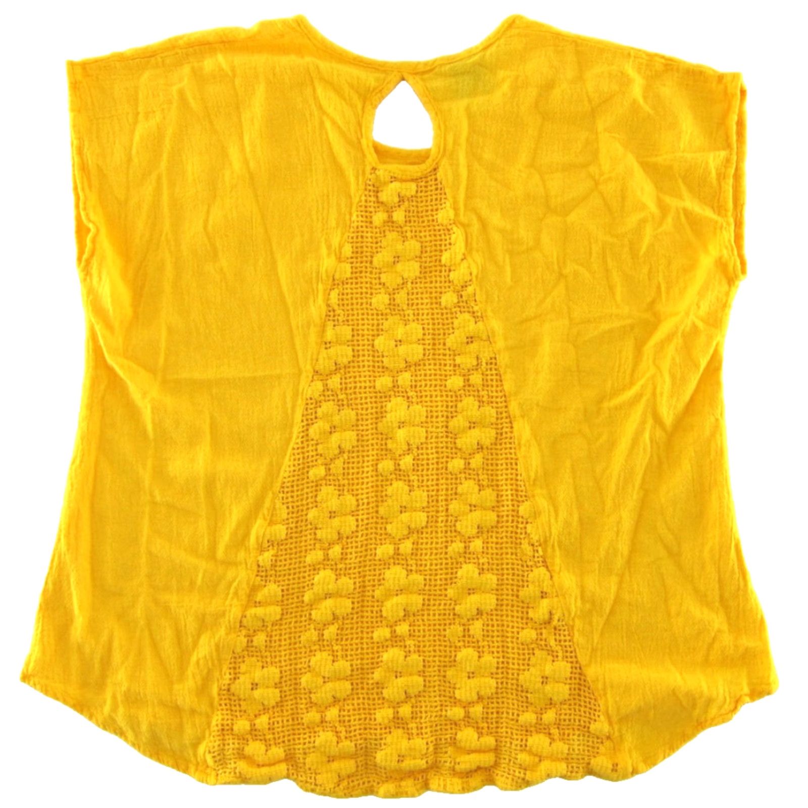 Vintage VINTAGE ACQUA Moda Casual Blouse Shirt Women's Boxy Crochet Floral 100% Cotton Yellow L-XL (Size L) Size L / US 10 / IT 46 - 2 Thumbnail