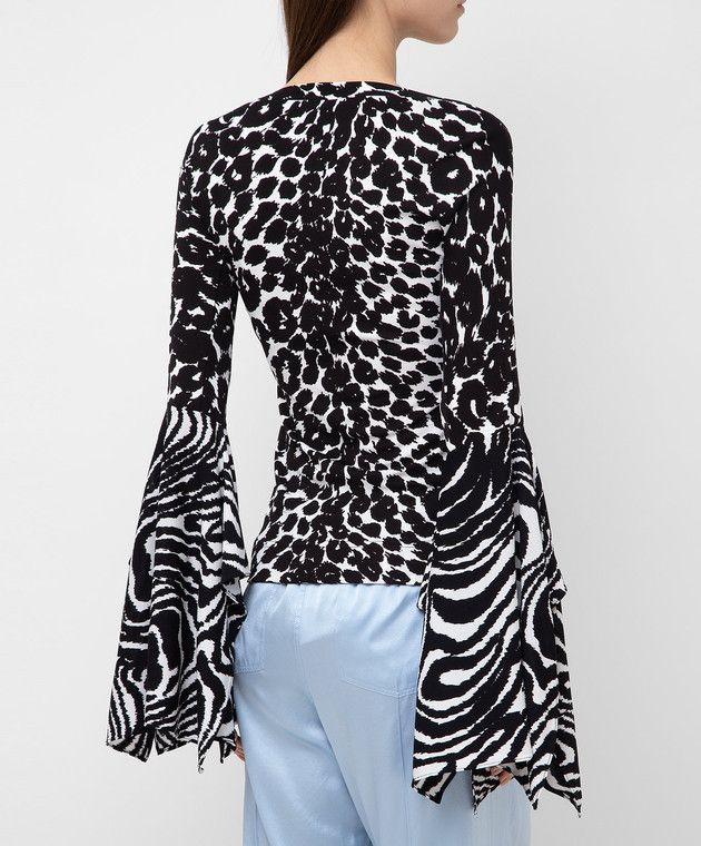 Tom Ford o1y0226 V-neck Blouse in Black/White Size XS / US 0-2 / IT 36-38 - 3 Thumbnail
