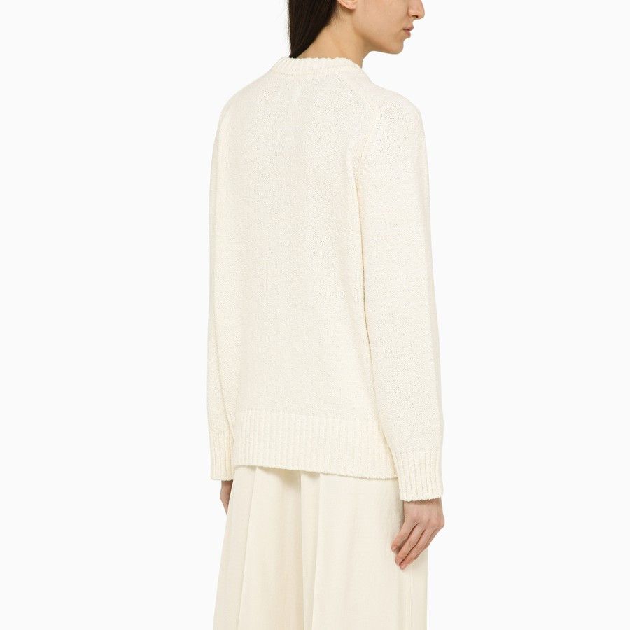 Loulou de Saison o1d2blof0824 Cotton-Blend Crew-Neck Sweater in Ivory Size L / US 10 / IT 46 - 3 Thumbnail