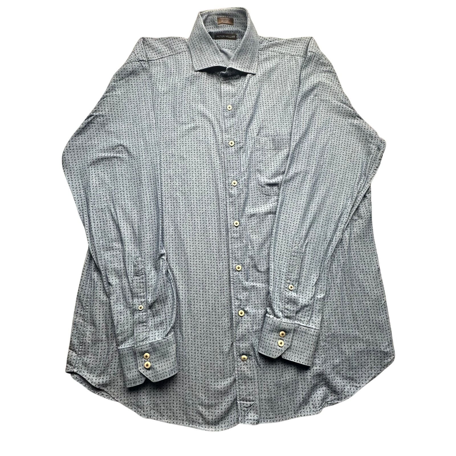 Peter Millar Peter Millar Blue Button Up Dress Shirt Mens XL Mini Paisley Size US XL / EU 56 / 4 - 1 Thumbnail