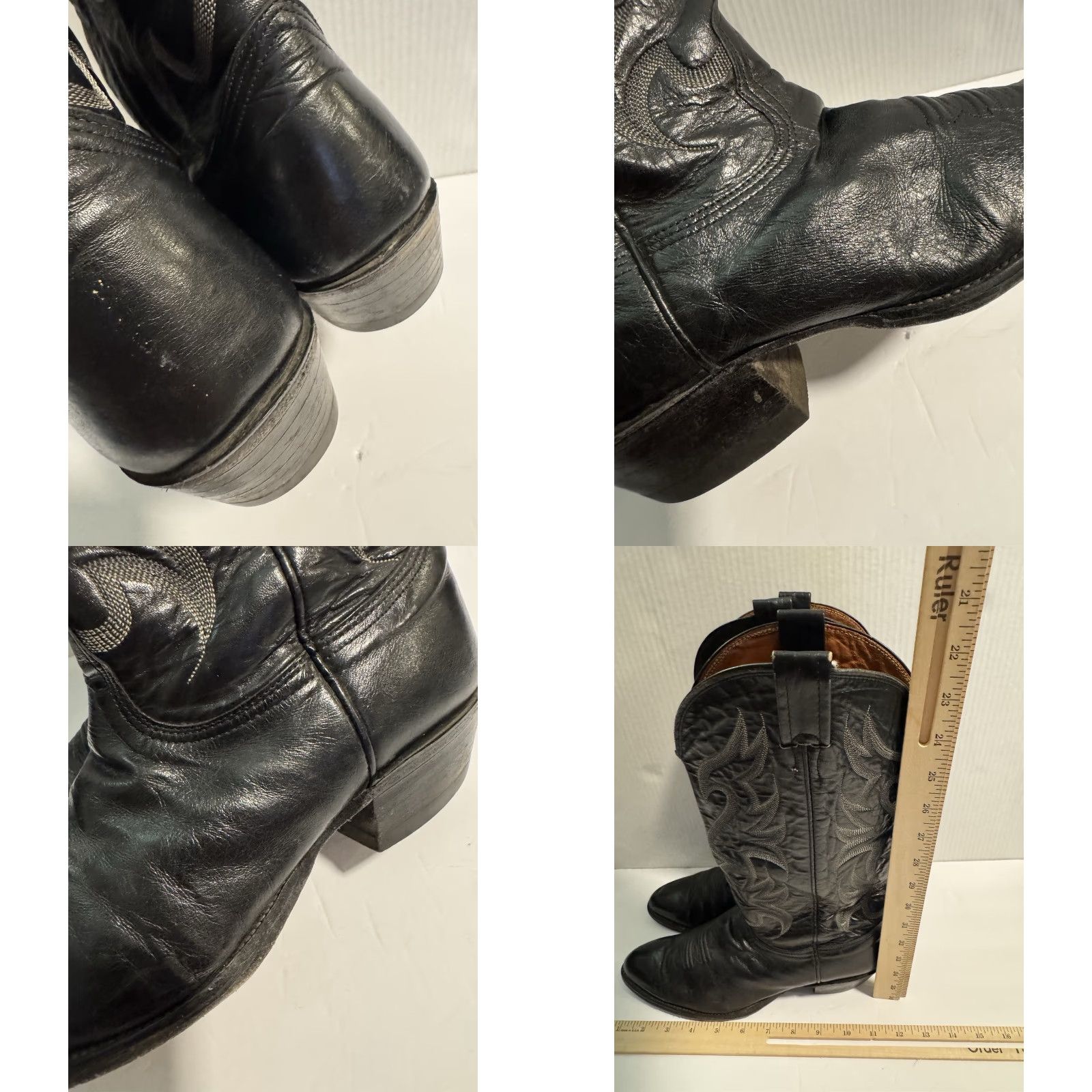 Vintage VINTAGE Nocona Boots Mens 9D EE Black Leather Western Cowboy Boots Made In USA Size US 9 / EU 42 - 10 Thumbnail