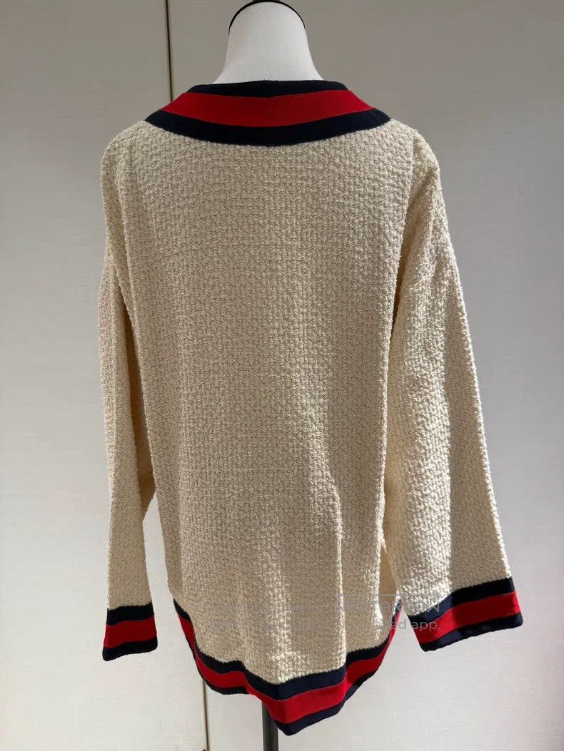 Gucci Gucci Showy milky white tweed gem buckle knitted cardigan Size XS / US 0-2 / IT 36-38 - 2 Thumbnail