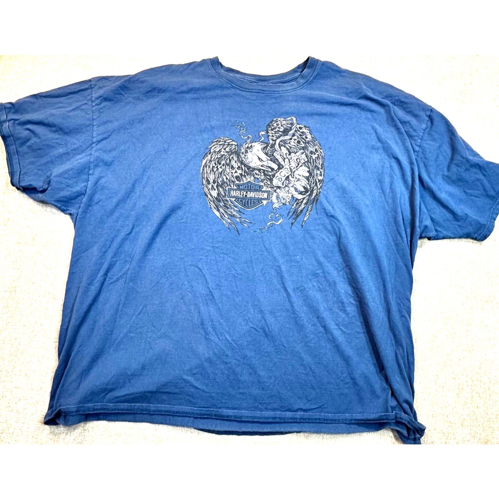 Harley Davidson Harley-Davidson 5XL Blue Double-Sided Minuteman Dartmouth Motorcycle Mens T-Shirt 2016 Size US XXL / EU 58 / 5 - 2 Thumbnail