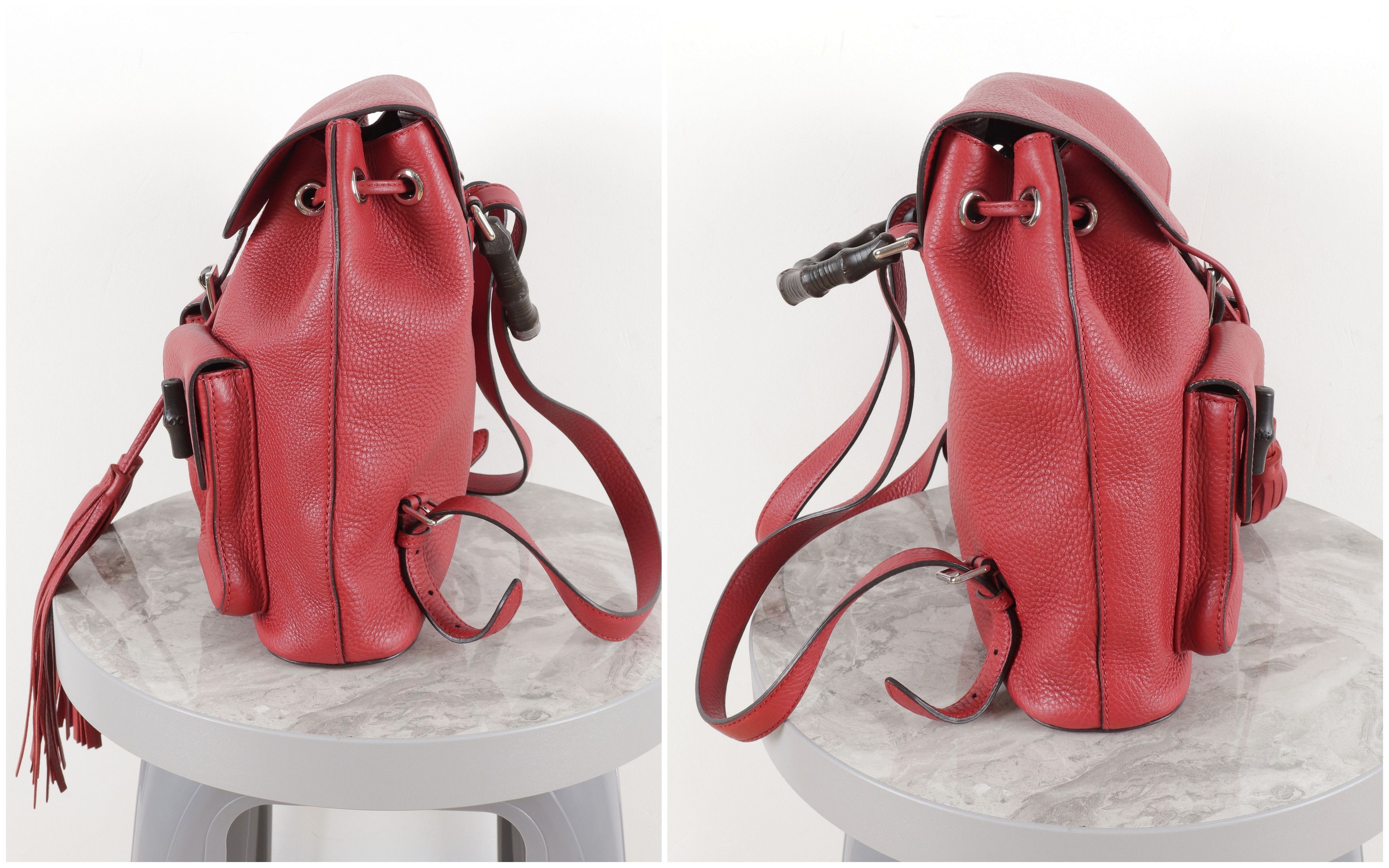 Gucci GUCCI Bamboo Tassel Leather Red Backpack Medium Size ONE SIZE - 9 Thumbnail