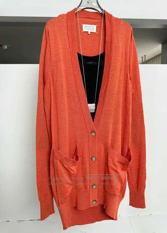 Maison Margiela Maison Margiela Orange Wool Men's Cardigan . Size US M / EU 48-50 / 2 - 2 Thumbnail