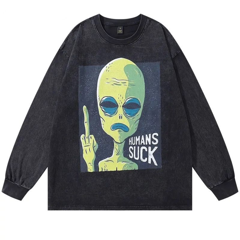 Vintage Vintage Design Humans Suck Alien Long Sleeve Tee Size US XL / EU 56 / 4 - 1 Thumbnail