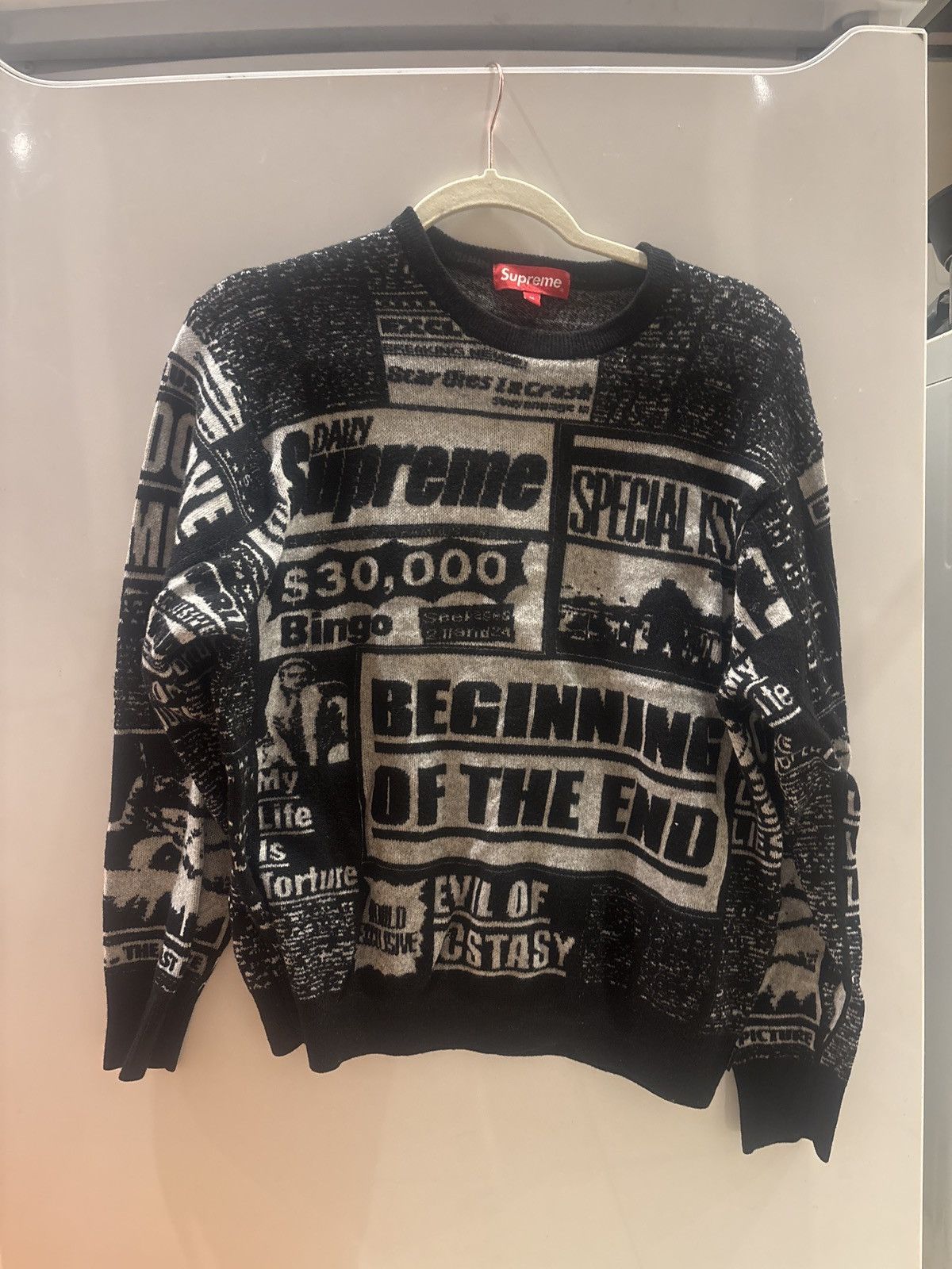 Supreme Supreme Newsprint Sweater | Grailed