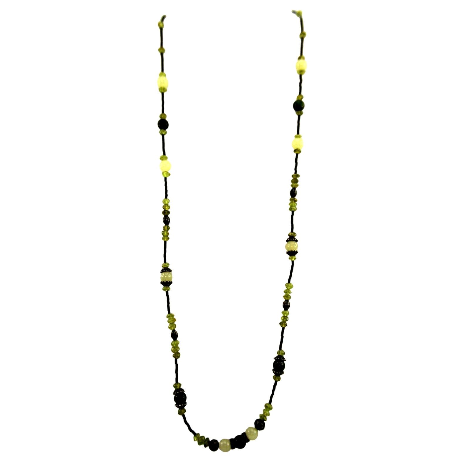Other Nephrite Jade Peridot White Glass Bead Necklace • Handmade Size ONE SIZE - 2 Thumbnail