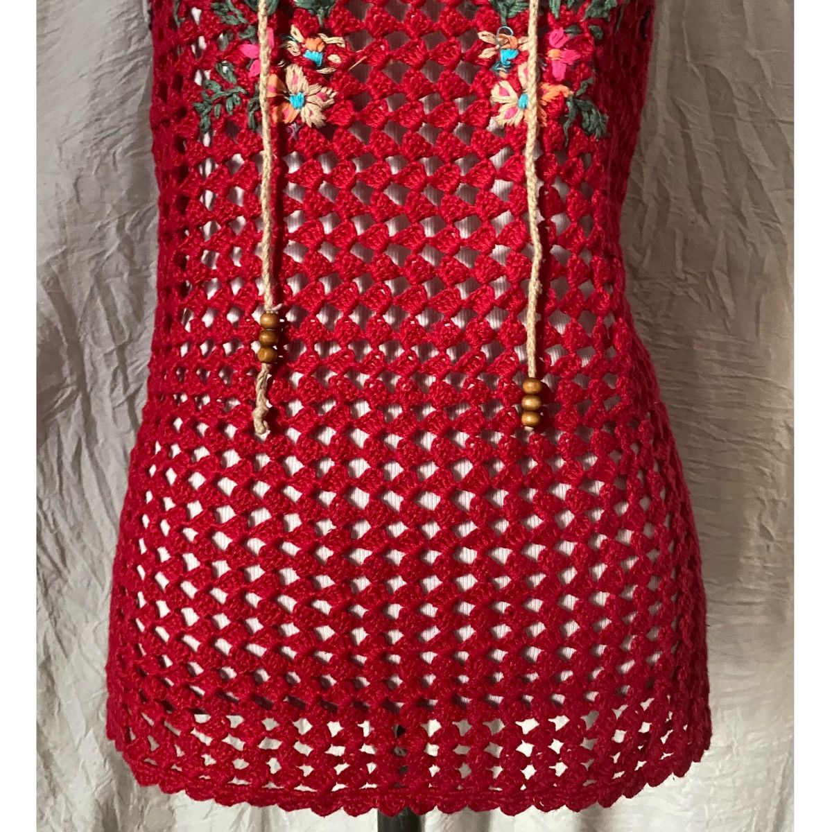 Handmade × Vintage VTG, Handmade, Open Knit, Embroidered Tank Top Size L / US 10 / IT 46 - 7 Thumbnail