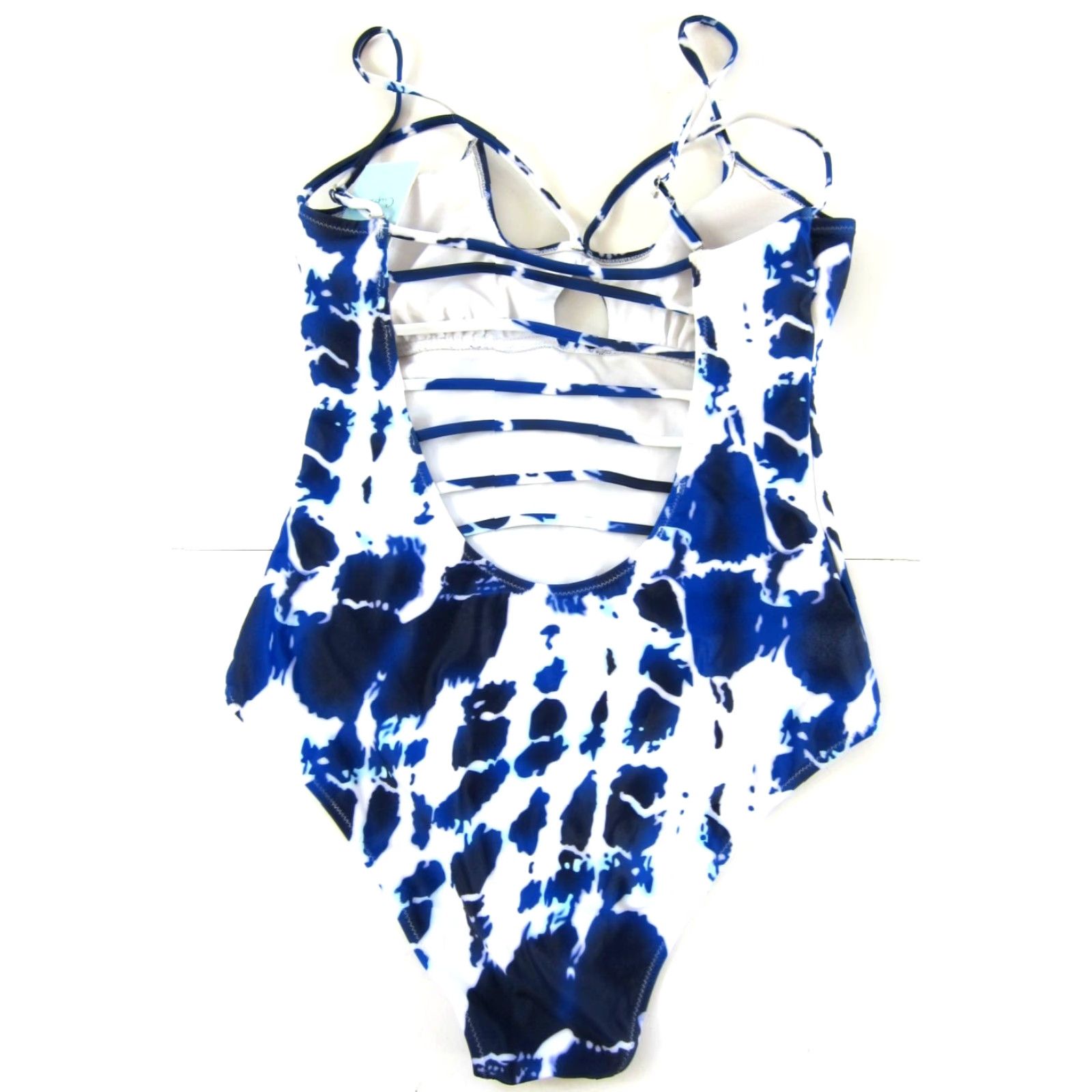 Vintage Cupshe One Piece Swimsuit Women NWT Tie Dye Strappy White Blue XL Size ONE SIZE - 2 Thumbnail