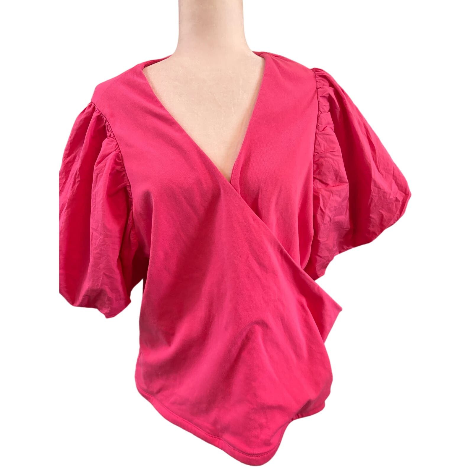 Anthropologie Maeve Anthropologie Puff Sleeve Pink Blouse, Plus Size 2X Size XXL / US 16-18 / IT 52-54 - 2 Thumbnail