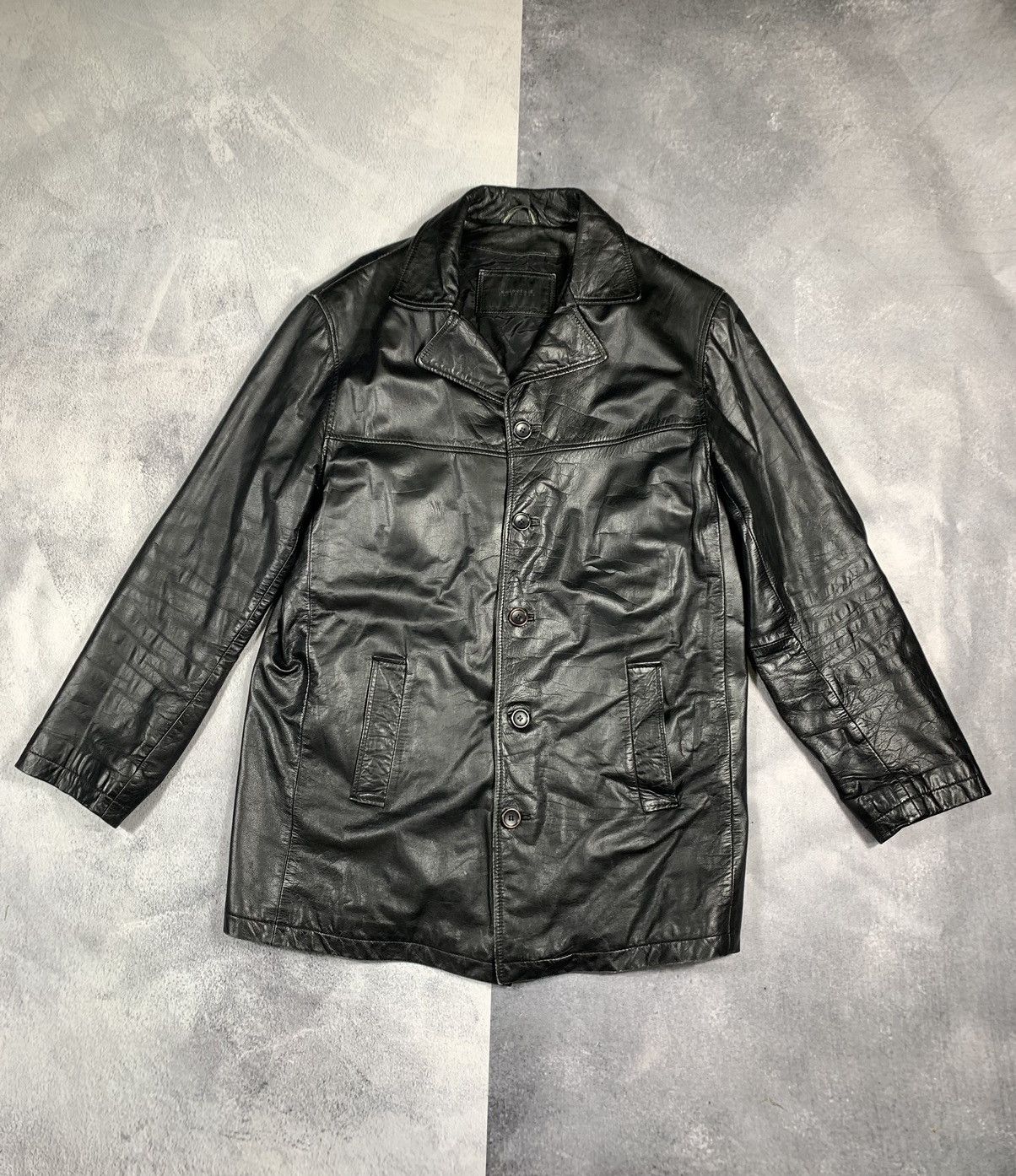 Leather × Vintage Vintage 90s Opium Elongated Leather blazer Jacket Coat Size US L / EU 52-54 / 3 - 1 Thumbnail