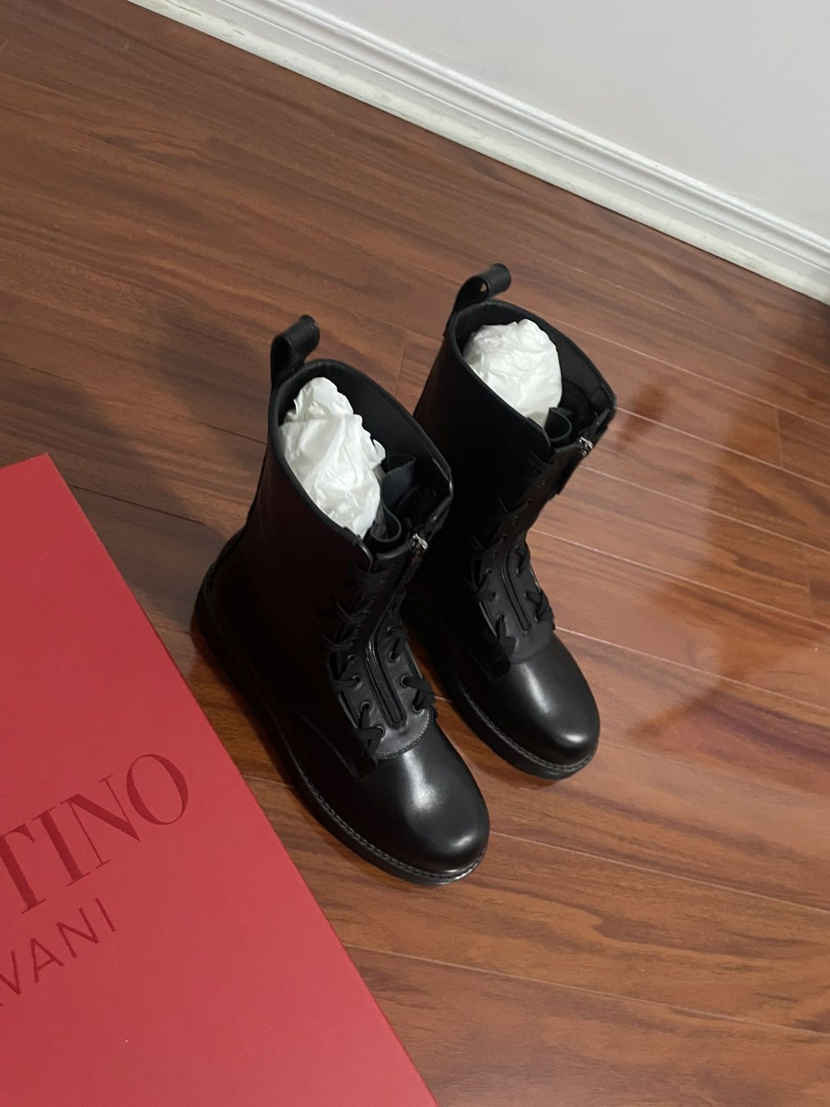Valentino Black Leather Combat boots Size US 11 / EU 44 - 8 Thumbnail