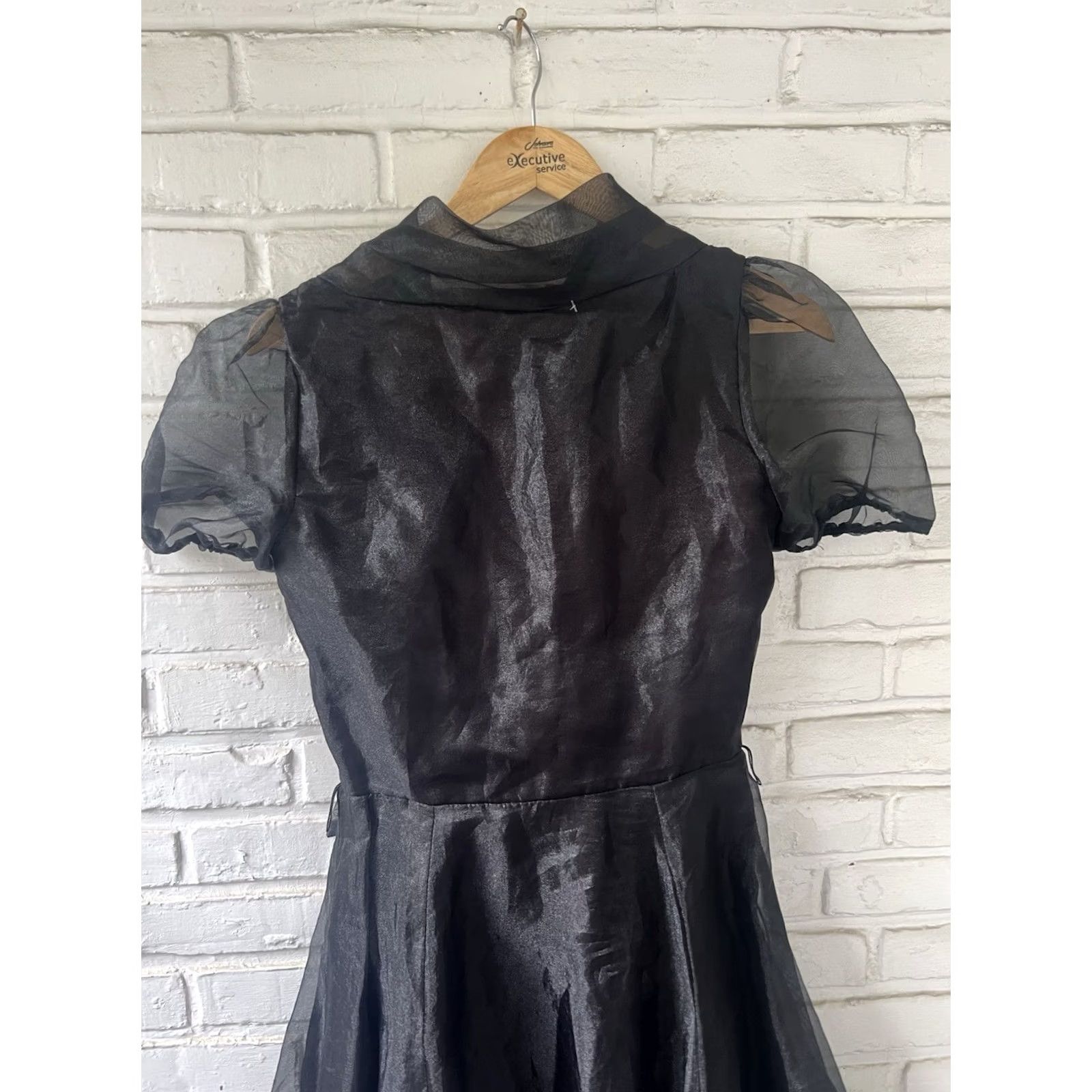 Vintage VINTAGE Swing Wrap Dress Chiffon Sleeve Small 1950s Black Womens XS/S Small Size 26" / US 2 / IT 38 - 5 Thumbnail