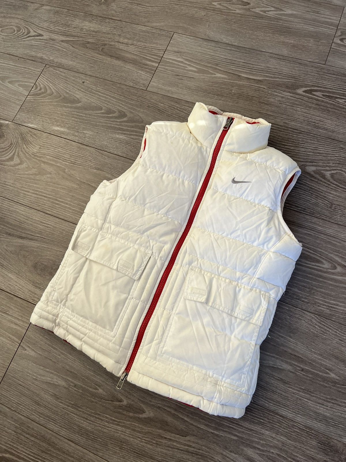 Nike × Vintage ‼️Vintage Knit Swoosh Logo Puffer Reversible Vest‼️ Size S / US 4 / IT 40 - 4 Thumbnail