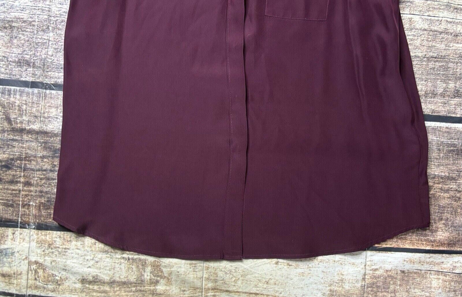 Drew House Drew Top Women's XL 100% Silk Button Cold Shoulder Burgundy Size XL / US 12-14 / IT 48-50 - 6 Thumbnail
