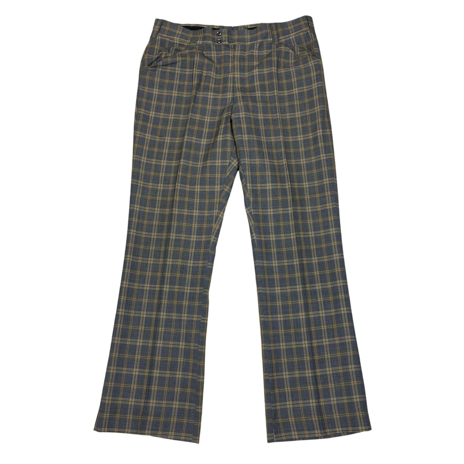 Vintage True Vintage 60s 70s Talon Zipper Plaid Flare Pants 37x32 Size US 37 - 1 Thumbnail