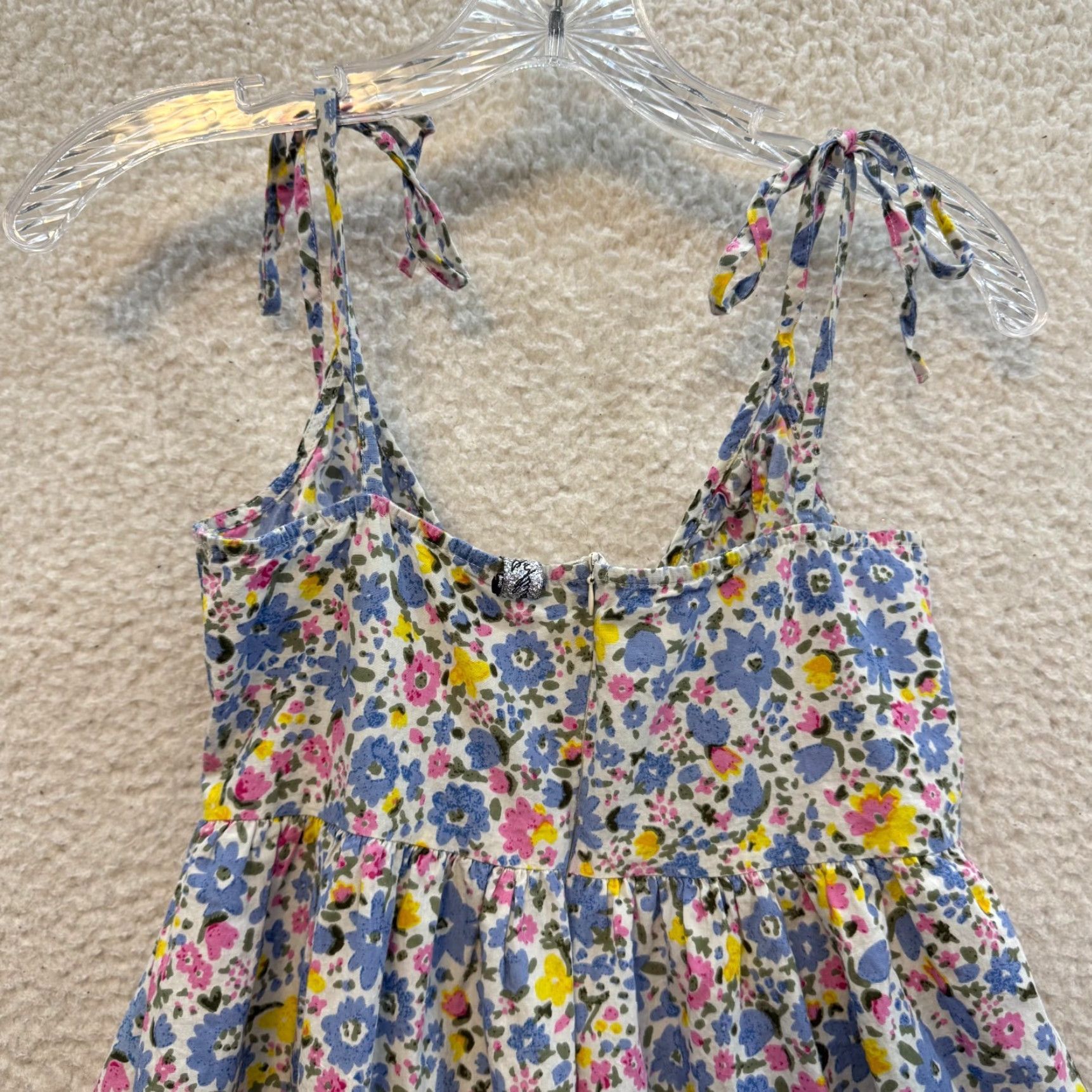Vintage Influence Maxi Dress Women's Sleeveless V-Neck 10 Blue Floral Ditsy Cottagecore Garden Party Midi Long Size L / US 10 / IT 46 - 3 Thumbnail