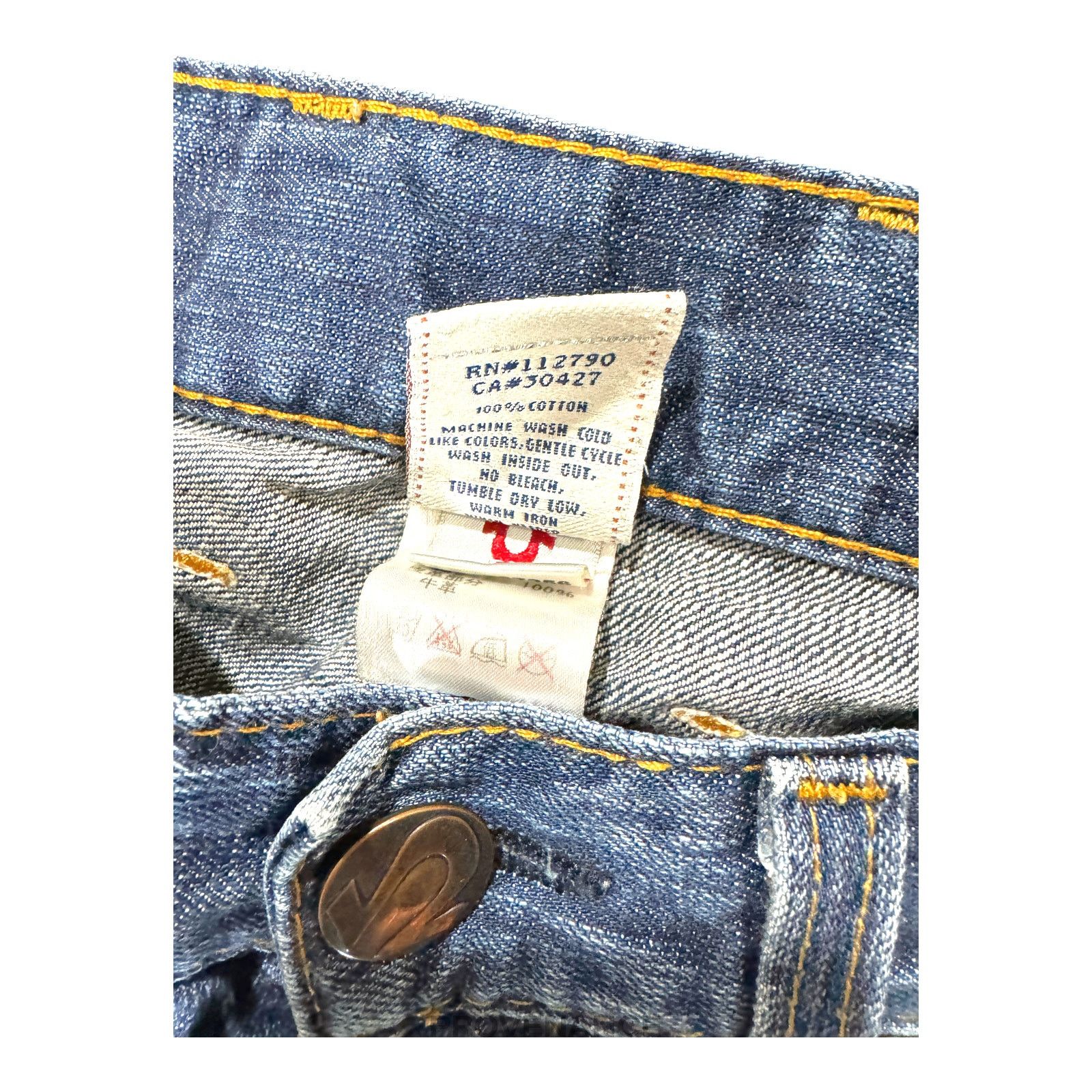 True Religion 🔴 True Religion Blue Denim Jeans - Brown Suede Trim - 31 Size US 31 - 7 Thumbnail