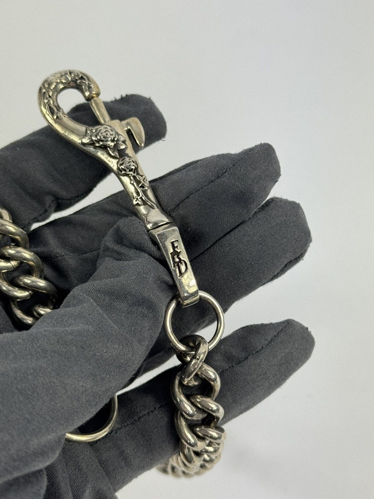 Enfants Riches Deprimes 2x ANTIQUE SILVER ROSE ENGRAVED WALLET CHAIN Size ONE SIZE - 11 Thumbnail