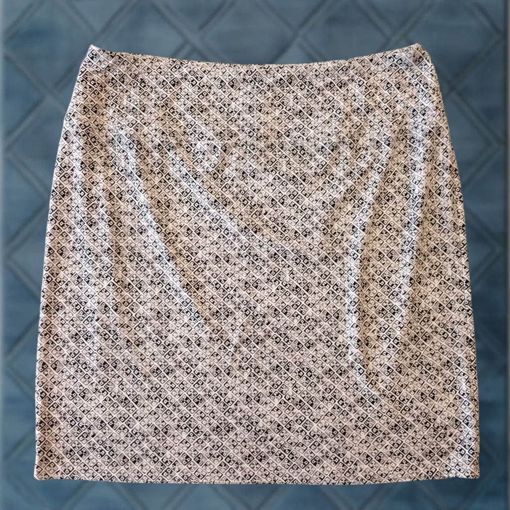 J. Jill J.Jill Skirt L Gray Geometric Pull On Knee Length Pencil Women Regular Elastic Waist Stretch Straight & Pencil Size 36" / US 14 / IT 50 - 1 Thumbnail