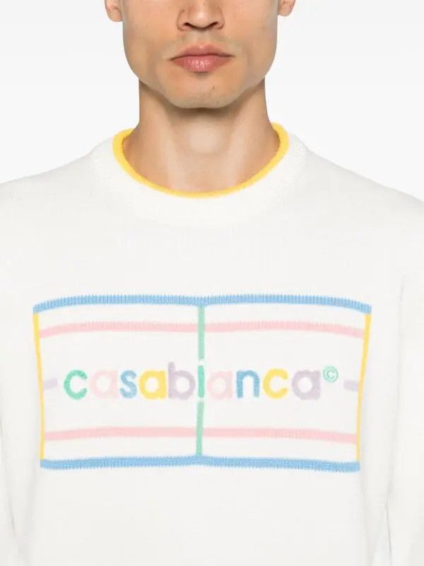 Casablanca o1mle0326 Embroidered Sweater in Multicolor Size US XL / EU 56 / 4 - 5 Thumbnail