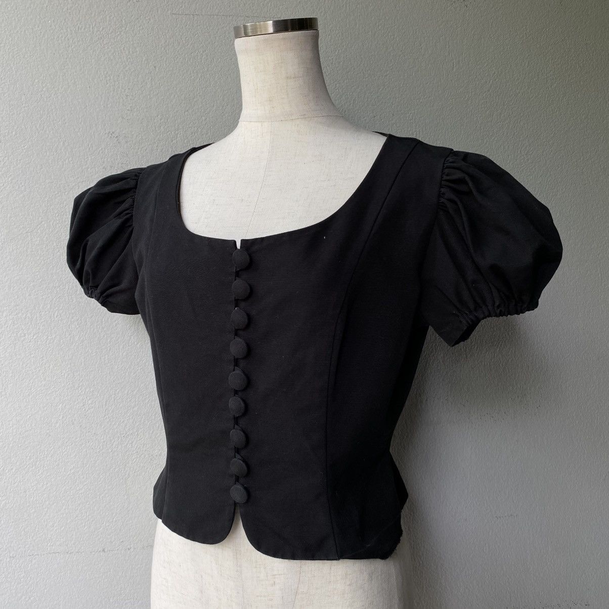 Moschino Moschino Black Puff Sleeve Fitted Cropped Top Size M / US 6-8 / IT 42-44 - 14 Thumbnail