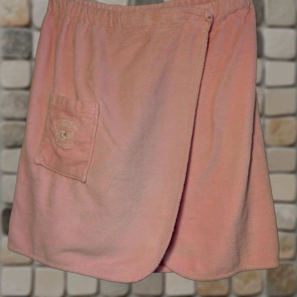 Vintage VINTAGE Fredericks of Hollywood Wrap Around Waist Towel Pink Cover Up - One Size Women's Swim Beach 22.5" Length Size ONE SIZE - 1 Thumbnail