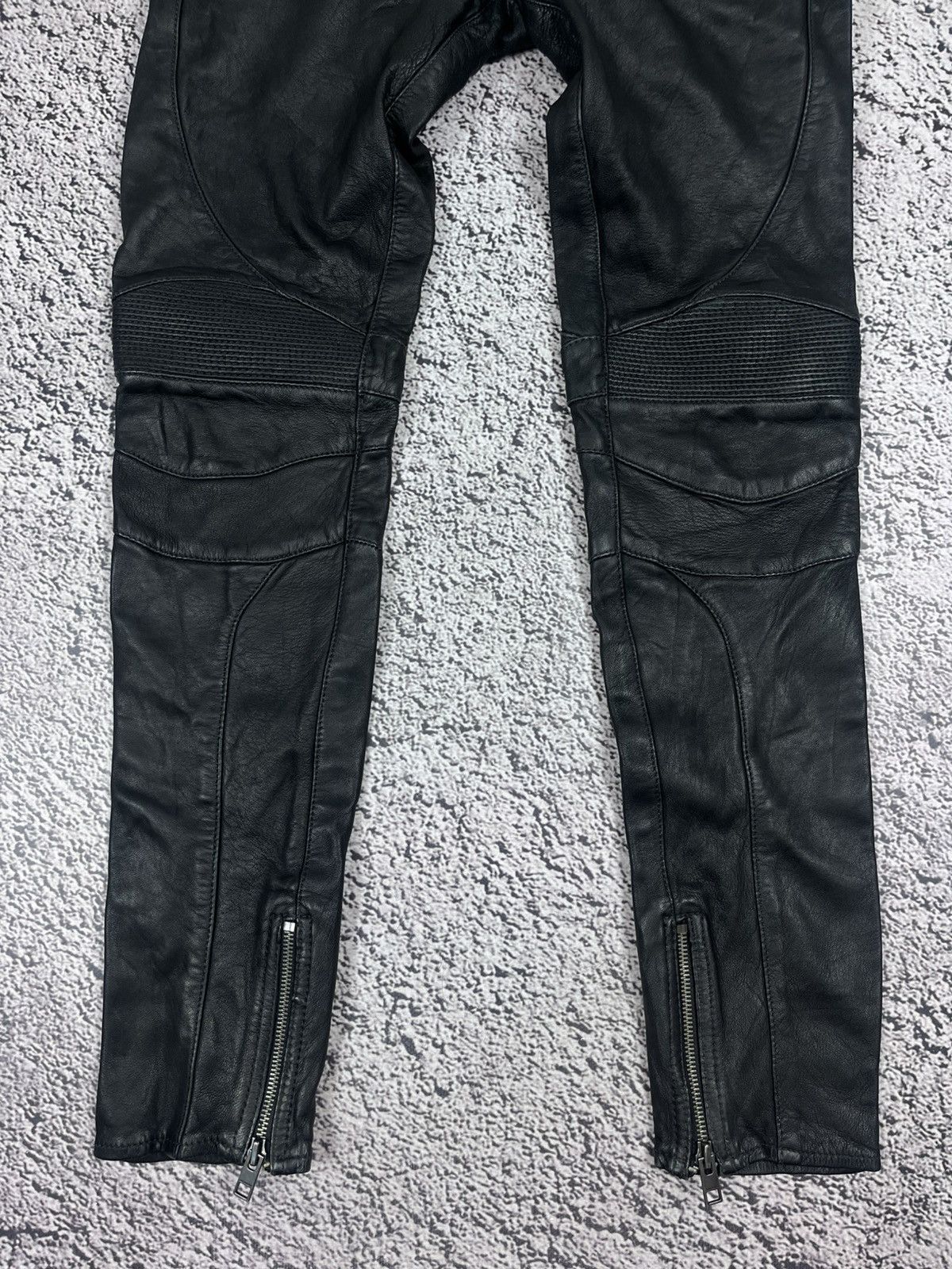 Allsaints AllSaints Italian Leather Biker Pants Moto Skinny Ribbed Kne Size 26" / US 2 / IT 38 - 2 Thumbnail