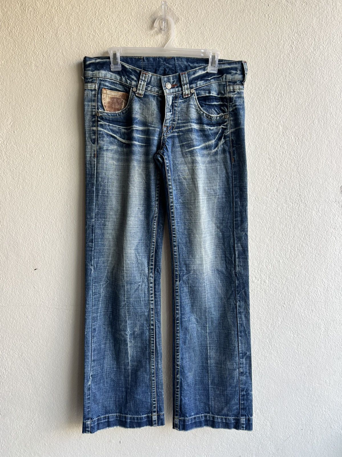 If Six Was Nine Vintage Unknown Brand Mud Denim Wide Leg Jeans Bootcut Flare Size US 31 - 23 Thumbnail