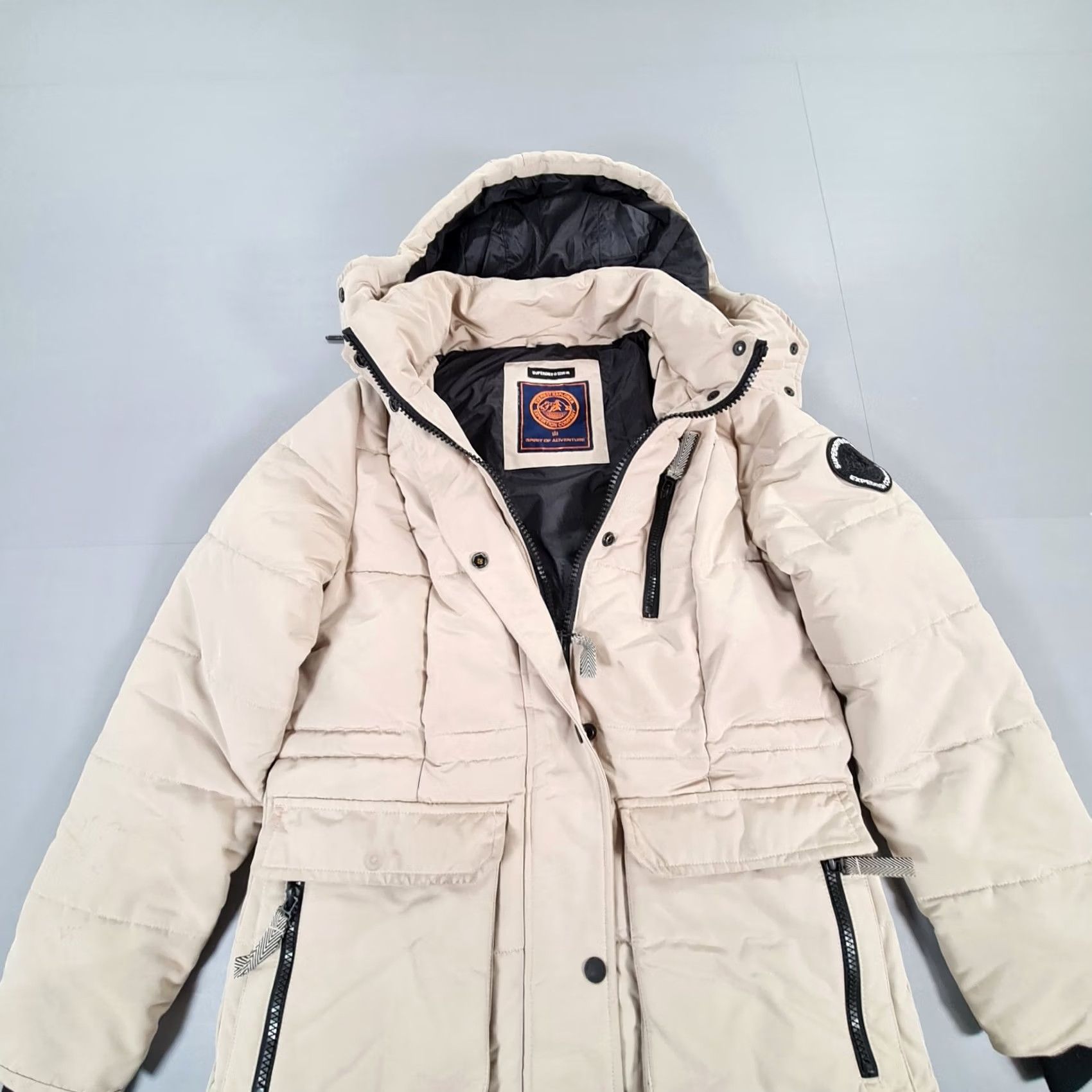 Superdry Superdry Womens Jacket Beige 8 UK Everest Longline Parka Hooded Size M / US 6-8 / IT 42-44 - 3 Thumbnail
