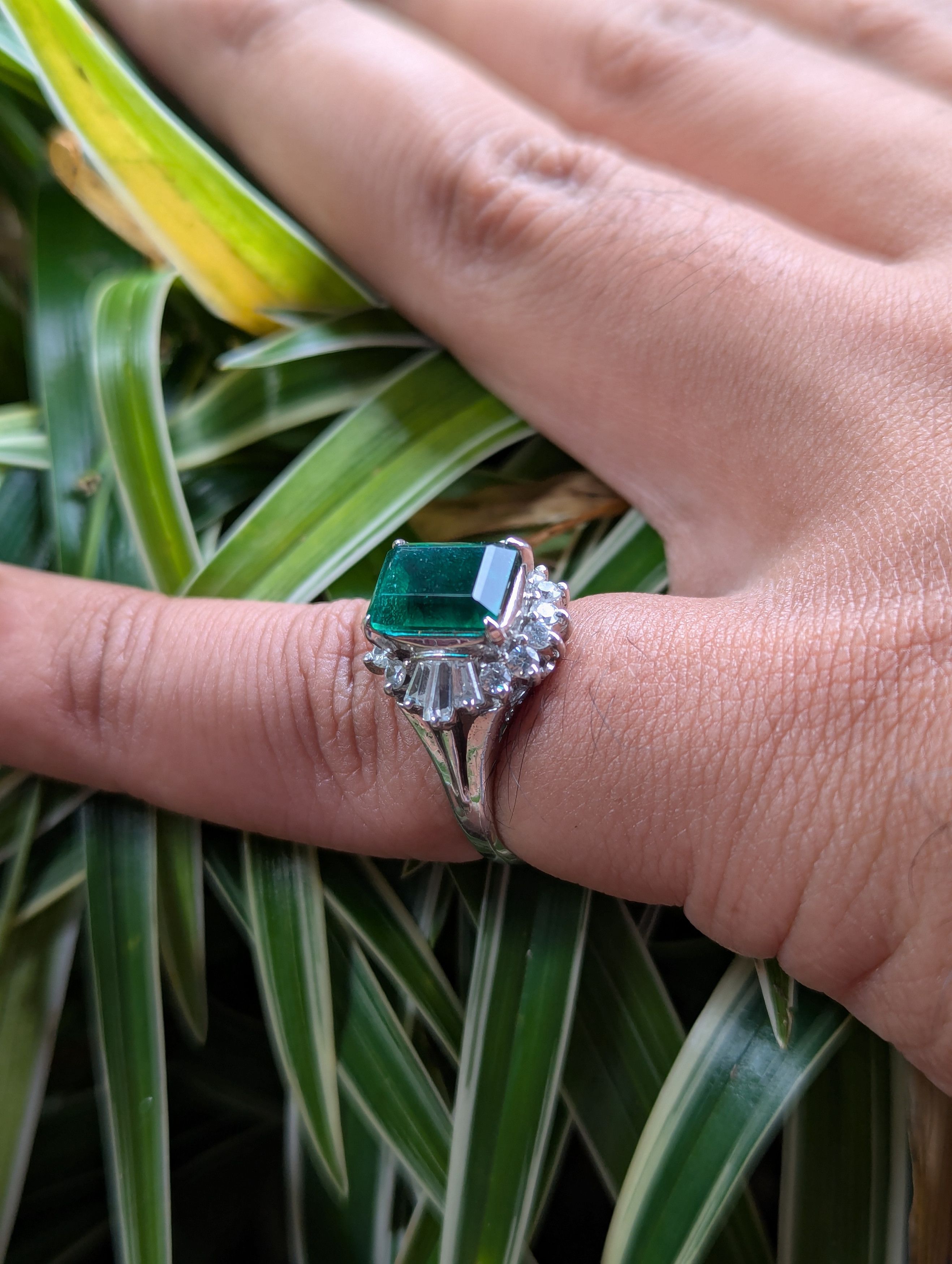 Sterling Silver 925 Sterling Silver Ring with Green Diamond Size ONE SIZE - 3 Thumbnail
