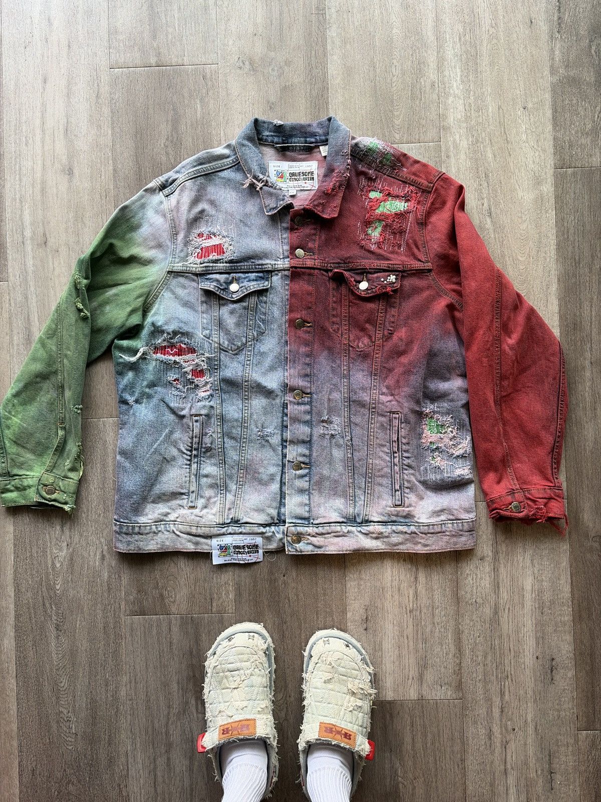 Handmade Reworked denim jacket Size US XXL / EU 58 / 5 - 1 Thumbnail