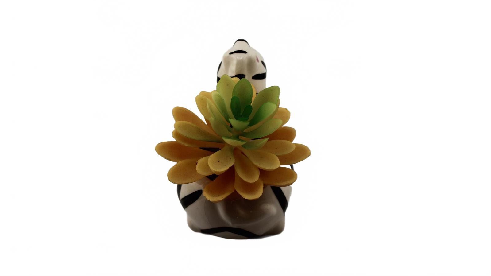 Designer Zebra Ceramic Planter with Artificial Succulent Size ONE SIZE - 3 Thumbnail