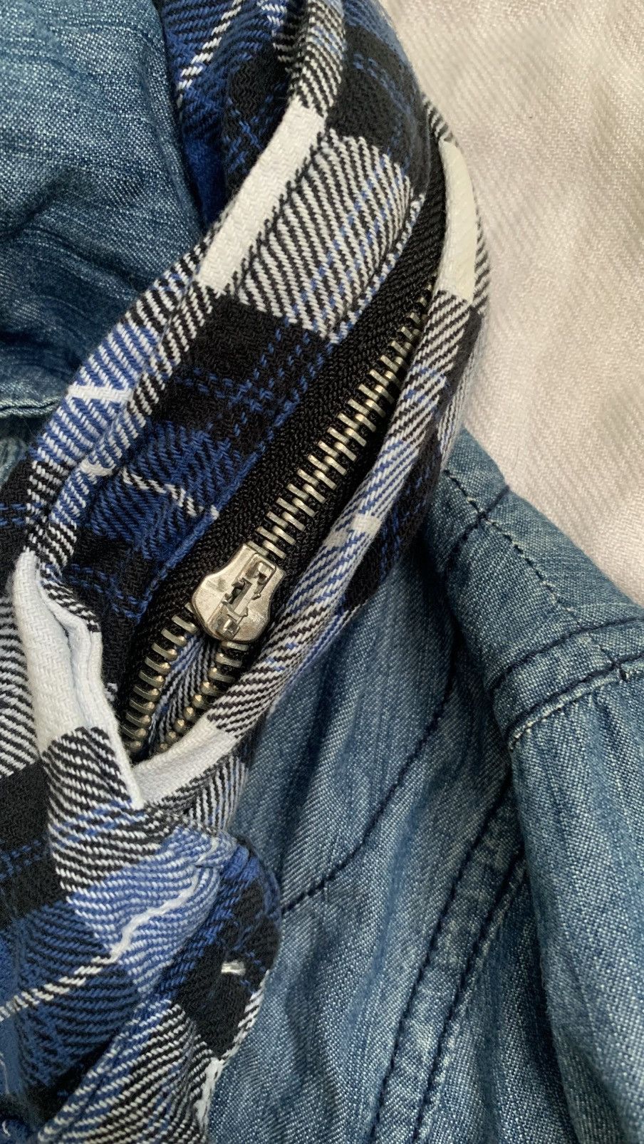 Backbone BACKS Bono Hooded Plaid Denim Shirt Size US S / EU 44-46 / 1 - 3 Thumbnail