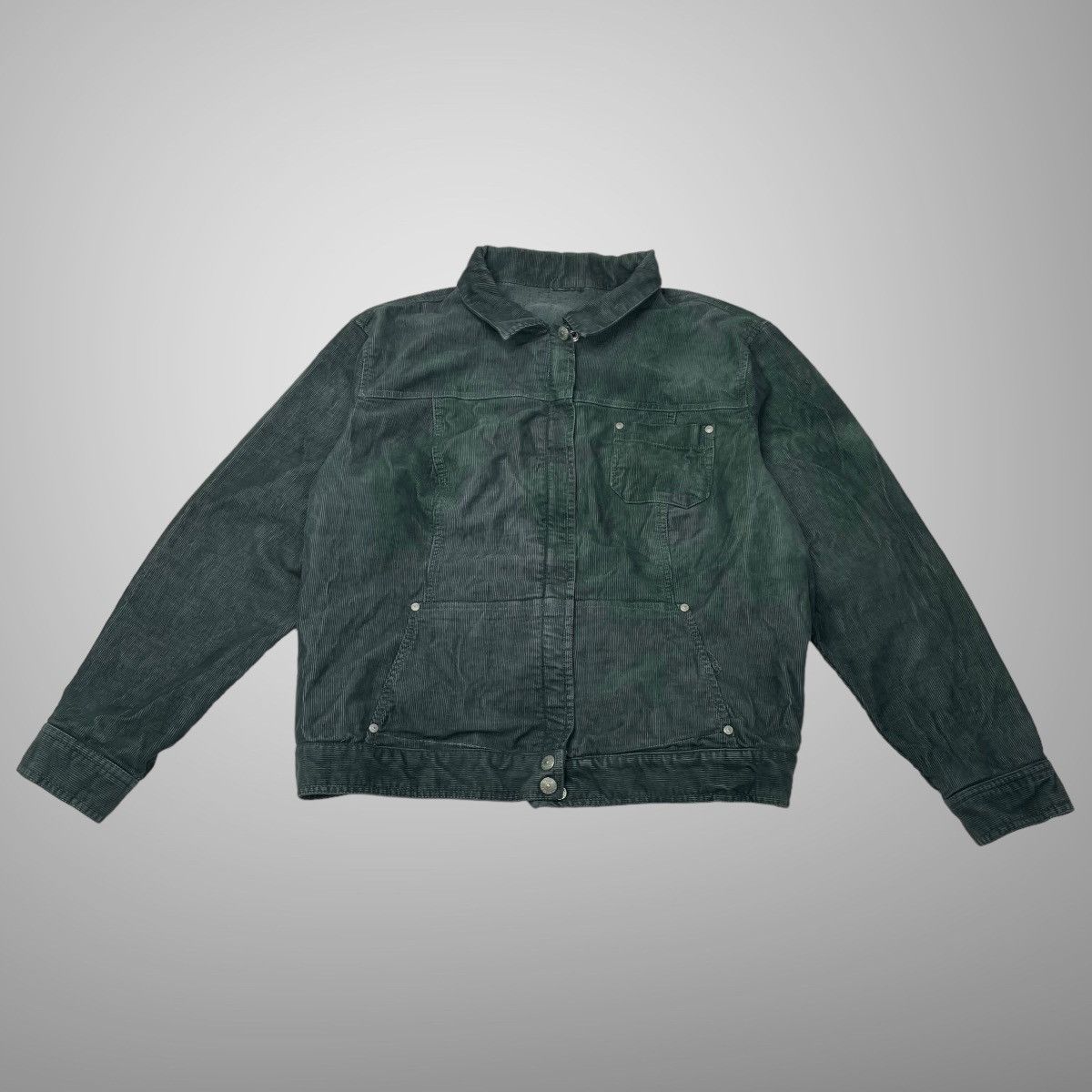 Vintage corduroy zip up buckle back jacket