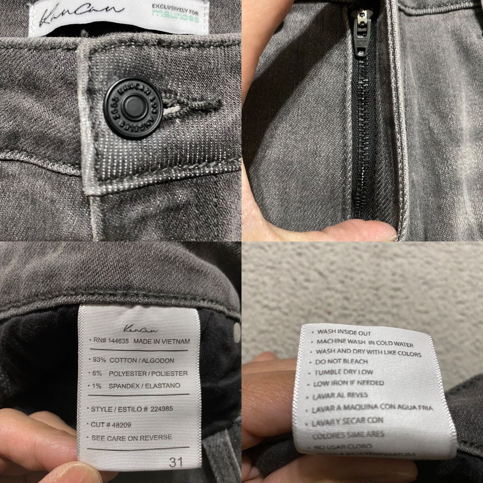 Vintage Kancan Womens Jeans Gray Denim Skinny Medium Wash High Rise 31 Inseam 28 in Regular Stretch 5-Pocket City Womens Jeans Size 24" / US 00 / IT 34 - 8 Thumbnail