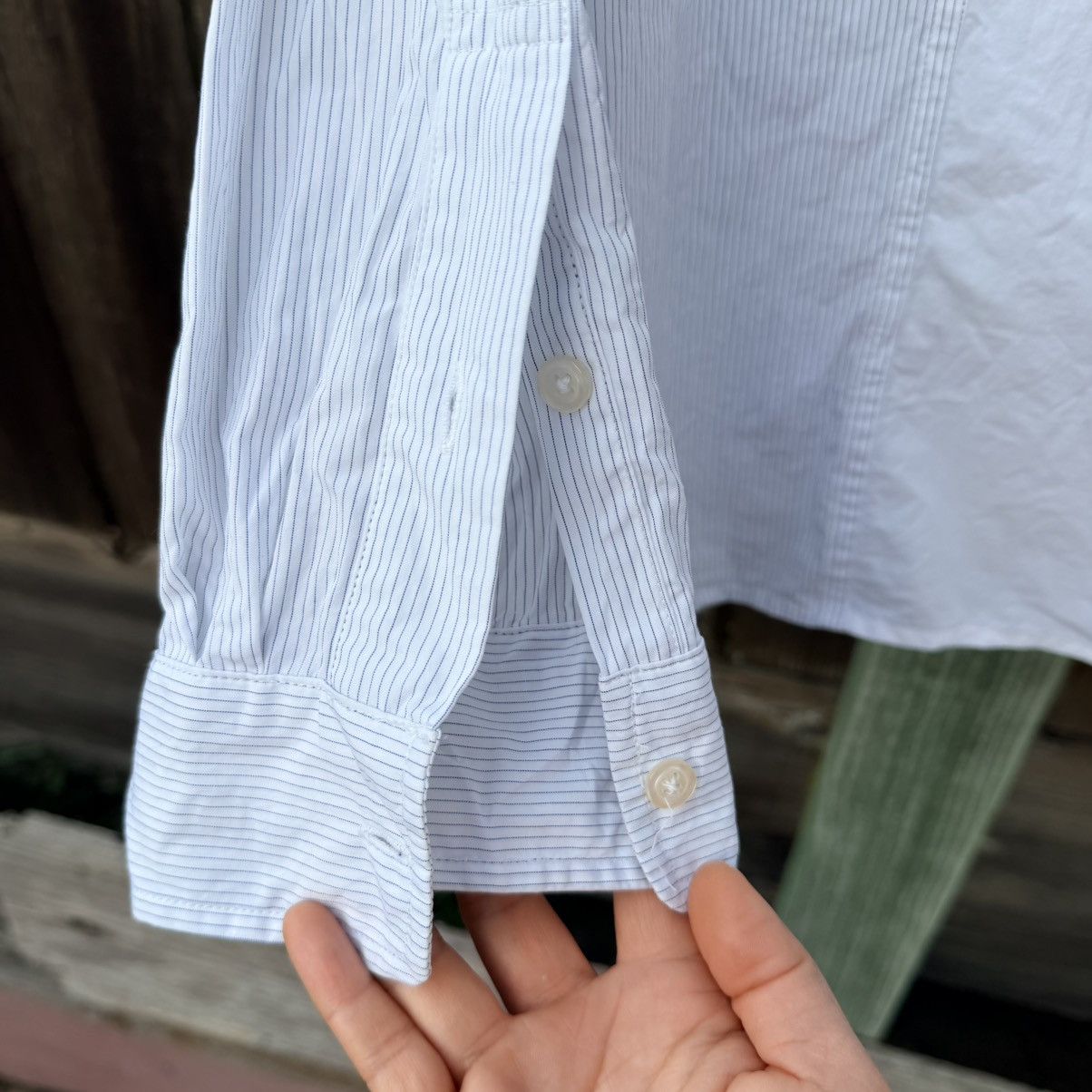 R13 R13 Off-Shoulder Deconstructed Pinstripe Shirt Sz S Size S / US 4 / IT 40 - 10 Thumbnail